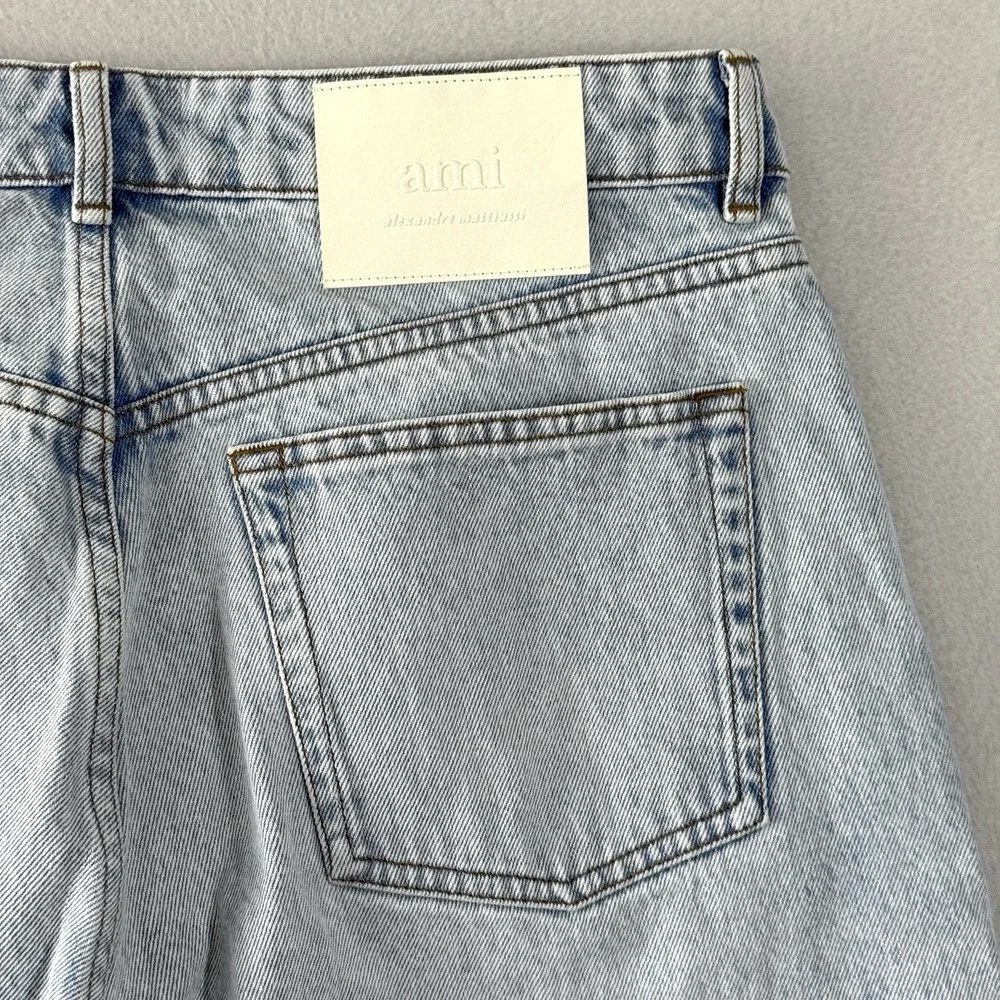 AMI Alexandre Mattiussi Jeans Mens 33 Loose Fit Cotton Denim Baggy Button Fly